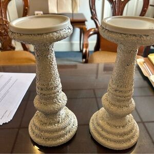 Set of 2!Elegant Cream glass Candle Holders